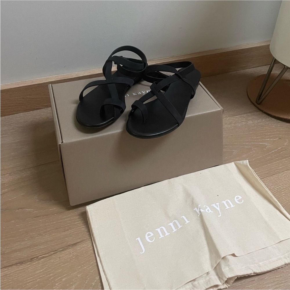 Jenni Kayne Sandals BNew black size 40 Laceup flats leather gorgeous